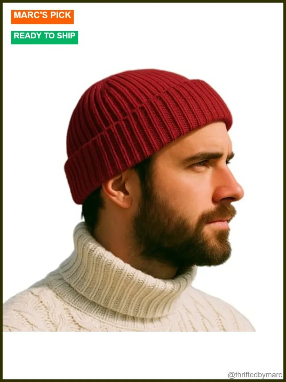 Short Fisherman Beanie - Light Warmth Stretch Knit Skull Cap for Men Women